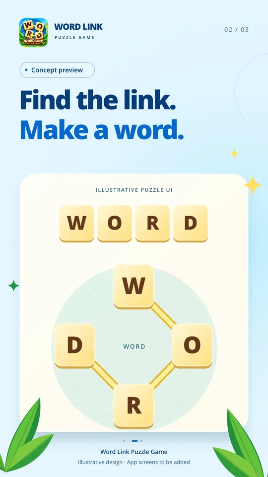 Word Link promotional concept: find the link, make a word